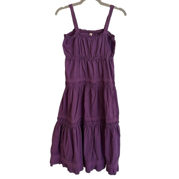 Old Navy Other - Vintage Old Navy Girls 8 Purple Tiered Long Maxi Dress Crochet Lace Western Boho